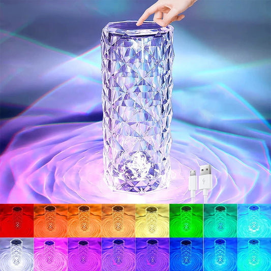Crystal Lamp Rose Light Touch Table Lamps